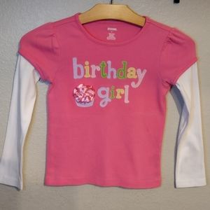 Gymboree Birthday girl pink long sleeve top with ribbon cupcake detail size 7